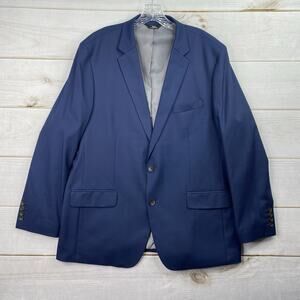 HAGGAR 46R H26 Blue Stretch Sport Coat Blazer 2 Button Tailored Fit Unstructured